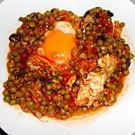 recette PETITS POIS A LA PAYSANNE ET OEUFS