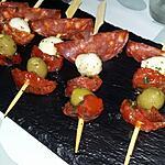 recette Tapas brochettes de chorizo mozzarella tomates confites