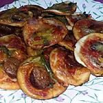 recette Pizzettes apéritives au chorizo, poivrons, mozzarella