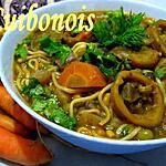 recette Soupe aux légumes , poissons et nouilles asiatiques.