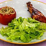 recette Poulet sauce barbecue avec des tomates farcies aux pâtes