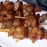 recette Brochettes d'échine de porc et chorizo sweet chili