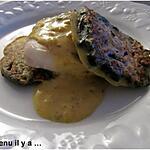 recette Dos de cabillaud, blinis d'épiinards et sa sauce au curry