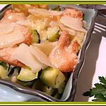 recette Gratin de pâtes aux courgettes et saumon fumé.