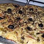 recette Fougasse a la fondue de poireau et lamelles d'encornet