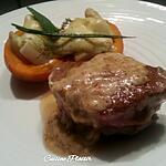 recette Tournedos sauce fromage aux herbes et mini potimarron aux asperges blanches gratiné