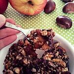 recette Crumble châtaignes, chocolat aux pommes