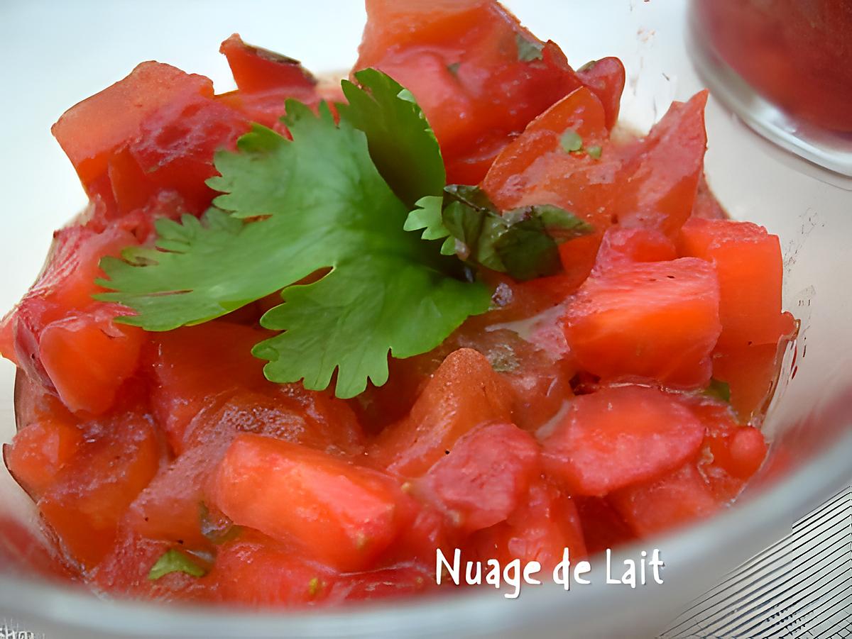 recette TARTARE de FRAISES et TOMATES à la CORIANDRE