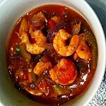 recette Soupe à la tomate, crevettes et poivrons