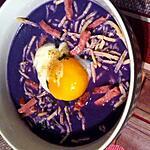 recette Velouté de chou rouge, oeuf poché et lardons de volaille au thermomix