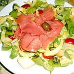 recette SALADE AU SAUMON FUME AVOCAT KIWI POMME