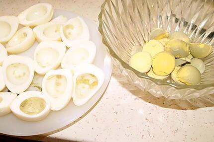 Recette d'Oeufs Mimosa à la sardine, sans mayonnaise.