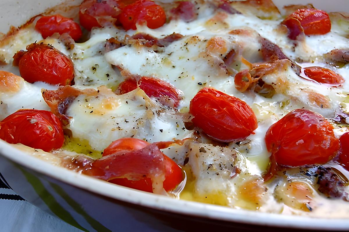 recette Gratin de poisson mozzarella & jambon