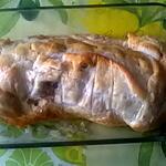 recette filet de porc.   champignons.foie gras en croute