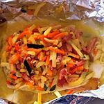recette Papillotes de loup de mer et julienne de légumes  (compatible Dukan)