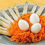 recette Salade de carottes aux asperges et oeufs de caille