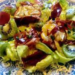 recette assiette pomme  camenbert,  champignon,  kiwi,jambon fumé