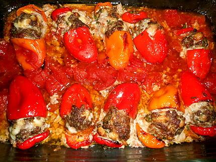 Recette de Mini poivrons farcis boeuf et mozzarella
