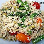 recette Salade de quinoa/boulgour aux asperges ,petits pois et tomates cerises