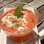 recette Soupe froide tomate, pastèque, menthe et feta