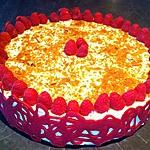 recette Entremet framboise, mousse vanillée, croutillant chocolat blanc,praliné