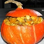 recette Potimarron farci aux risotto champignons et lardons