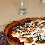 recette Tarte aux framboises meringuée aux crèmes amandine et citron