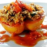 recette Poivrons farcis aux boulgour-viande hachée avec sauce tomate