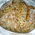 recette Pain cocotte sans pétrissage à la farine de seigle et aux graines de lin