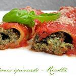 recette Cannellonis Ricotta & Epinards à la Sauce Tomate