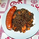 recette Lentilles vertes aux saucisses fumées