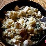recette Risotto fondant poulet ,champignons, épinards à la béchamel et ail des ours