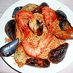 recette SPAGHETTI AUX MOULES FARCIES ET GAMBAS