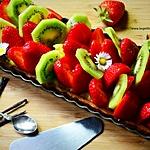 recette Tarte fraises kiwi sur crème pâtissière très vanillée