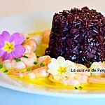 recette Riz noir aux crevettes, sauce au safran et curcuma