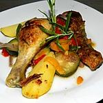 recette Pilons de poulet aux légumes colorés et au romarin