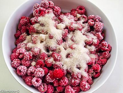 Photo de recette de framboises de  Kilomètre-0, blog de cuisine réalisée à partir de produits locaux et issus de circuits courts