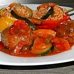 recette Poivrons farcis au riz et ses boulettes sauce provençale