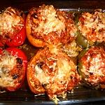 recette Poivrons farcis au poulet et au riz