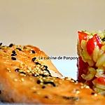 recette Filet de saumon mariné et son risotto au poivron rouge