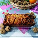 recette Gâteau de l'Automne aux noix  ...cannelle & poires  &  pommes  ... flambée à l'alcool de poire et  pépites  chocolat