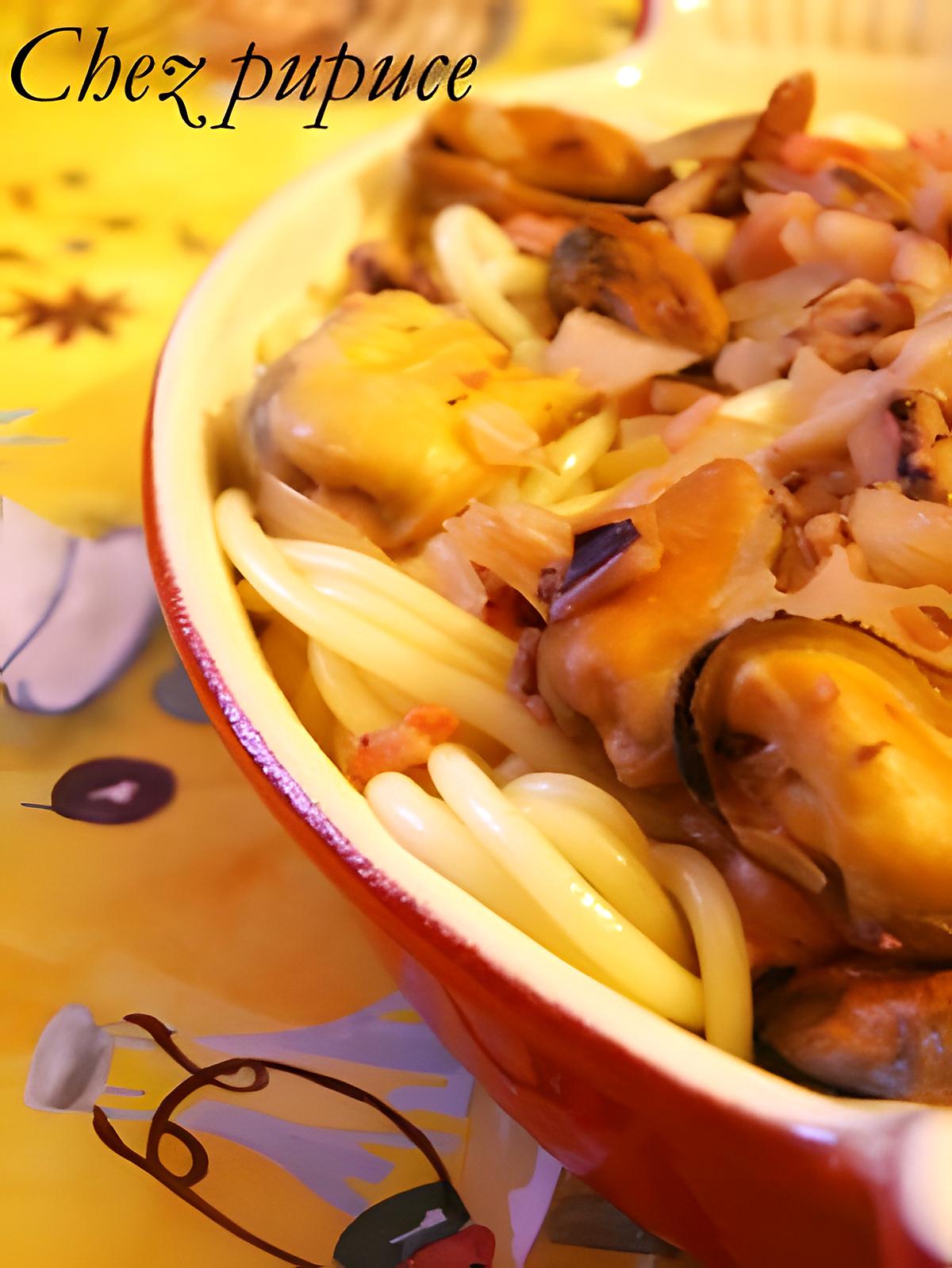 recette Spahettis aux fruits de mer