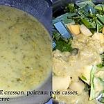 recette POTAGE VERT CRESSON POIREAU PUREE DE POIS CASSES