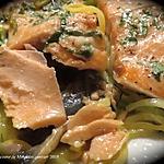 recette Filet de truite et spaghettis de courgette sur plaque