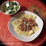 recette Pâtes farcies minute, sauce express aux champignons