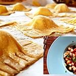 recette Ravioles maison au chèvre, ratatouille et pois chiches