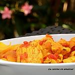 recette Emincé de dinde au curcuma poivrons et lait de coco