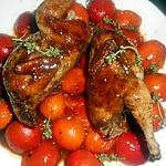 recette Cailles au banyuls et  abricots au thym