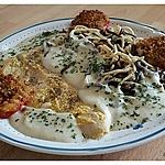 recette Escalope de dinde, nouilles chinoises et champignons noirs.