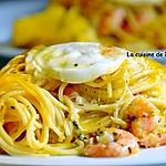 recette Cake de spaghetti aux crevettes roses et mozza
